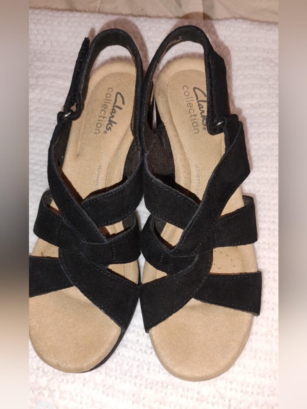Clarks Black Suede Strappy Sandals